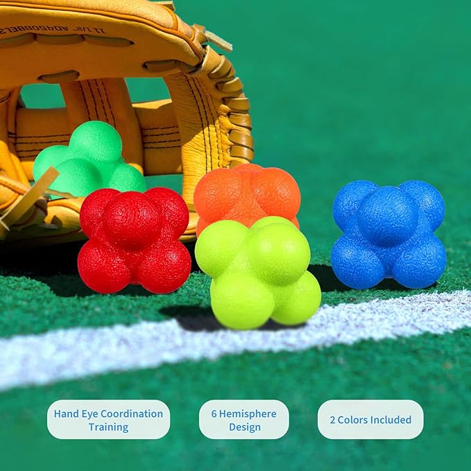Toyvian Agility Reaction Balls, 6pcs Reflex Training Ball Set Hand Eye Coordination Training for Sports Workout Baseball Tennis Soccer Coordination and Garden Family Gatherings