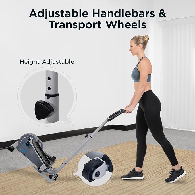 JLL Elliptical Exercise Machine, Mini Elliptical Cross Trainer 2-in-1 Sit/Stand, 8-Level Magnetic Resistance, Compact Home & Office, LCD Monitor, Free Smart Fitness App, Transport Wheels