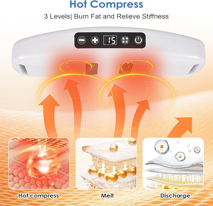Heated Vibration Plate for Muscle Relief & Weight Loss, 9-Level Portable Cordless Massager with Heating, Mini Full-Body Fascia Ring for Lymphatic Drainage, Gift for Women (White)
