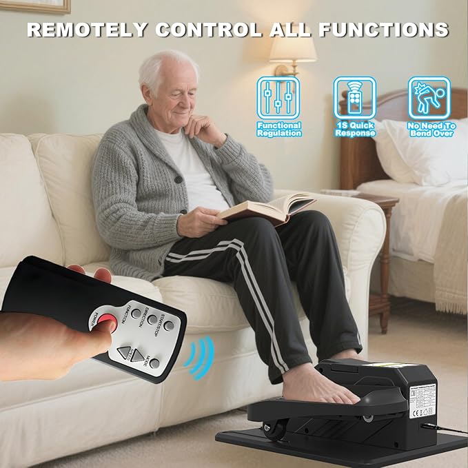 Under Desk Elliptical Machine, Electric Ellipse Leg Exerciser for Senior, Quiet and Compact Electric Seated Pedal Exerciser for Home with Display Monitor, Remote Control and 12 Adjustable Speeds
