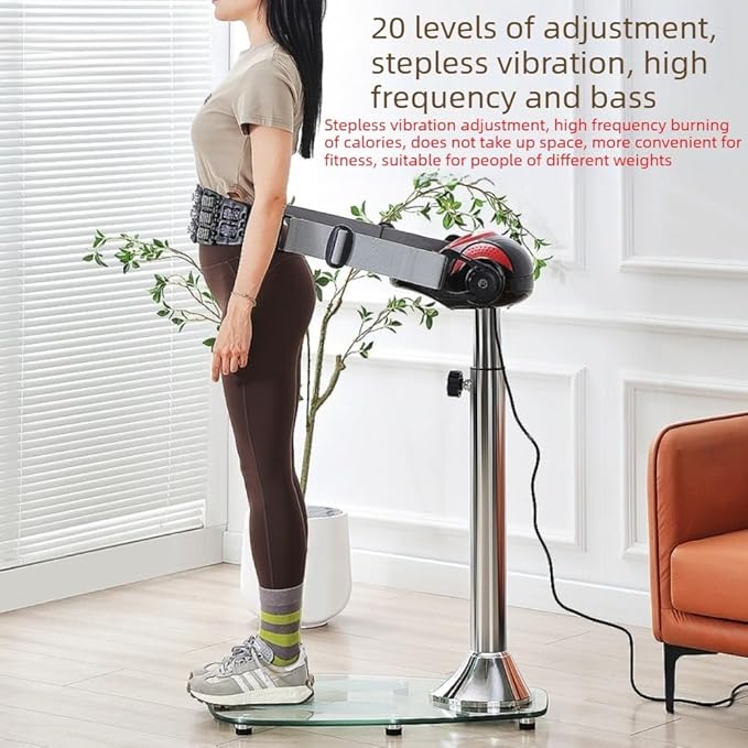 Vibration Fat Burning Machine - 20-Speed Whole Body Slimming Massager with Adjustable Straps, 360° Rolling Massage Beads for Waist/Hips/Arms/Legs, Compact Home Fitness Equipment