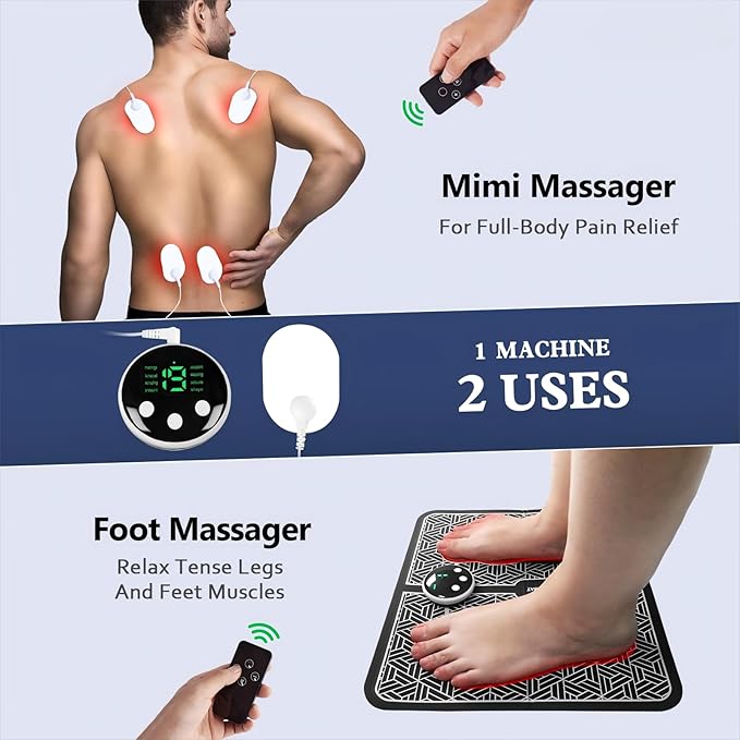 Phixnozar TENS & PMS, Transcutaneous Electronic Nerve Stimulator, EMS Foot Massager Mat for Muscle Relaxation,Back & Leg Foot Massage