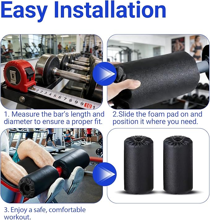 High-Density Foam Foot Roller Replacement for Gym Machines, Balanced Density Leg Extension Pad with Anti-Wobble Contact, Flexible Secure Fit for Home Gym, Rehab & Training (2 Pack)