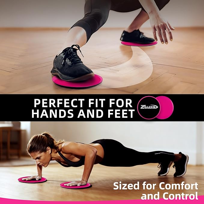 ZILLEEN Exercise Sliders for Working Out Fitness Discs for Pilates Women Men, 2 Pack