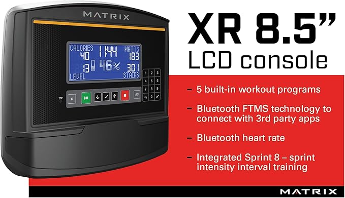 Matrix Fitness E30 Elliptical with XR | 8.5" LCD | Low Impact Workouts, Full Body Cardio, High Calorie Burn | Space Saving Compact Design, Suspension Elliptical