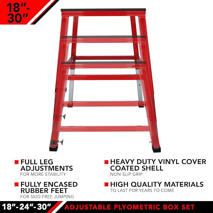 JFIT Plyometric Boxes - Made in Taiwan NO Assembly Required Single - Height Box Set and Adjustable Box Options Plyometric Platform and Jumping Agility Box for Training Conditioning Strength Training
