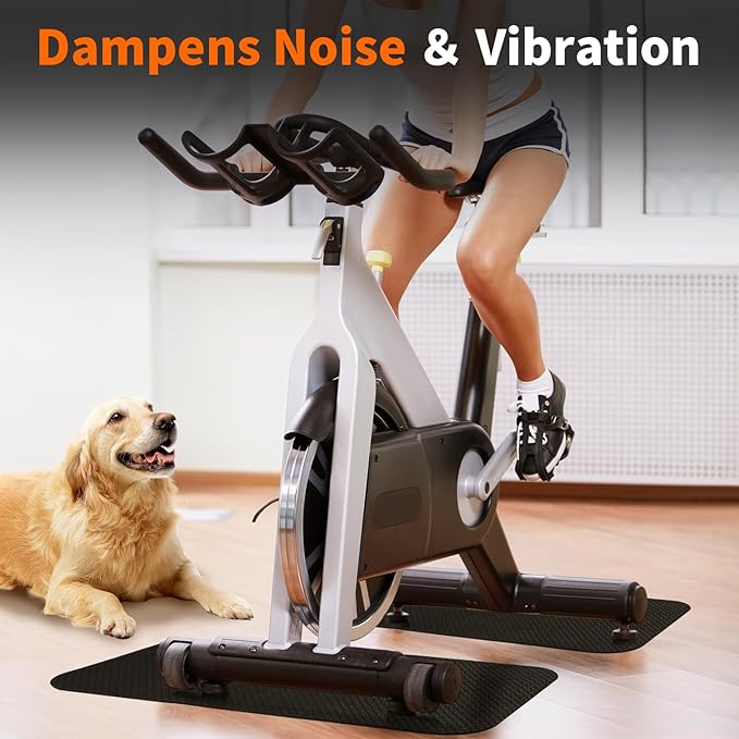 2PCS Bike/Rowing Machine Mat for Carpet Floors, Compatible with Peloton/Yosuda, Bike Mat for Hardwood Floors, Under-Equipment Floor Pad for Carpet, Indoor Stationary Cycling, Noise & Shock Absorption