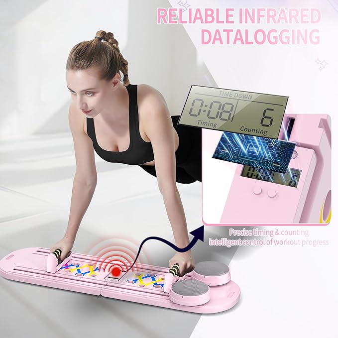 Pilates Board, Foldable Pilates Reformer Set for Home Workout with Timer, 6-in-1 Multifunctional Portable Reformer Pilates Machine at Home Pilates Equipment for Fitness, Exercise, Abs, Core Training