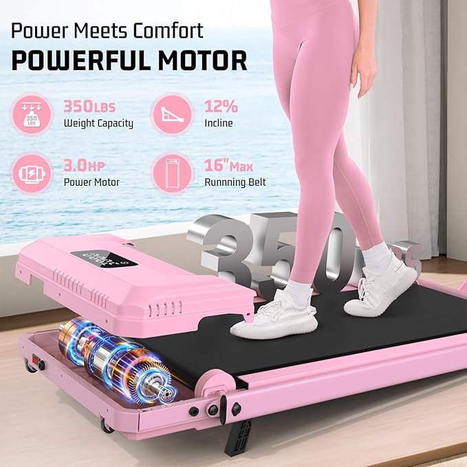 FUNMILY Upgrade Walking Pad Folding Treadmill with 12%/15% & Handle Bar, 3.5HP Foldable Under Desk Compact Treadmills for Home/Office/Gym, 400+lb Capacity, Shock Absorption