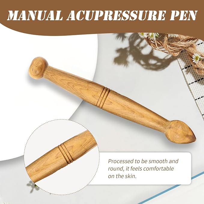 3PCS Reflexology Tools, Wood Therapy Massage Tools, Triangle Gua Sha Board Scraping Board Foot Massage Stick and Wooden Scalp Massager