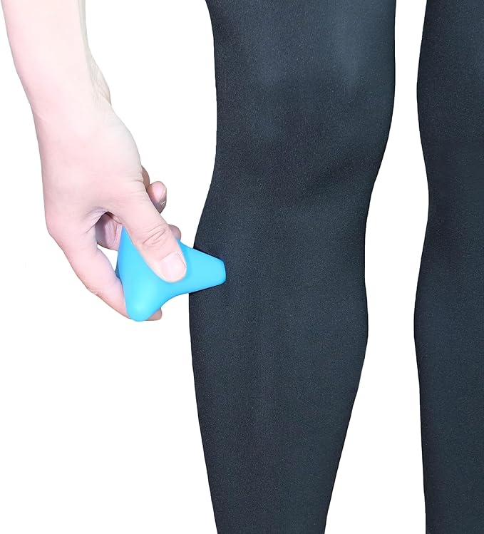 Manual Trigger Point Massage Tool. Small Massager Ball for Deep Tissue Myofascial Release Physical Therapy Foot Plantar Fasciitis Pain Relief Muscle Knot Psoas Hip Flexor Iliacus Release 3×2.6″(Blue)