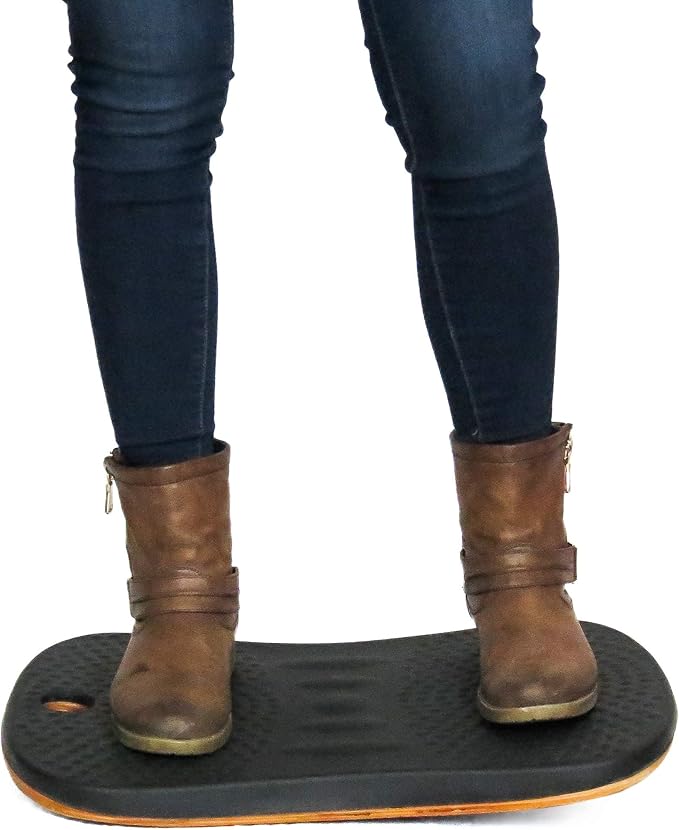 Balance Board for Standing Desks | Bentwood Frame with Comfortable Padding makes the perfect Anti Fatigue Mat or Floor Comfort Mat at your Stand Up Desk (Black, 20" Wide)