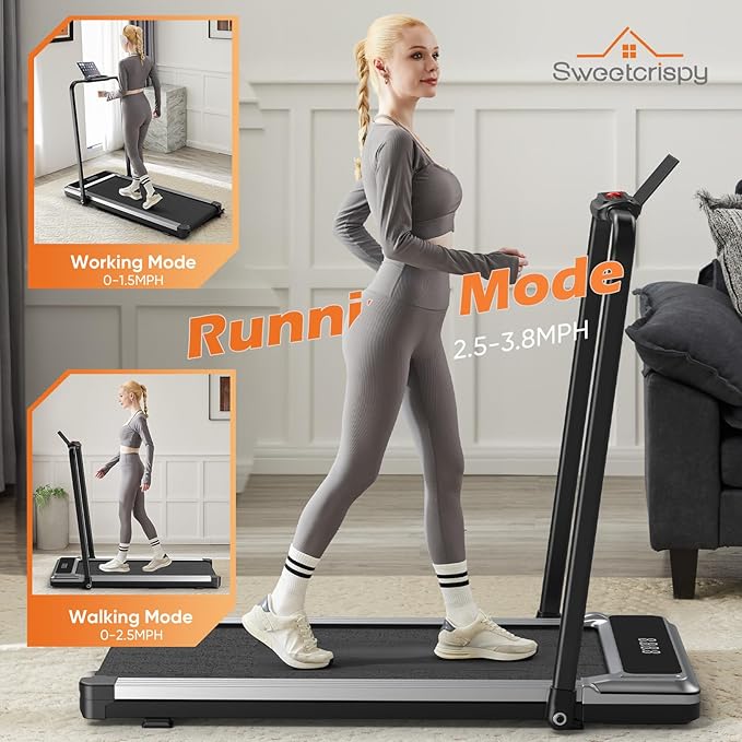Sweetcrispy Compact Treadmill for Small Spaces, Quiet Under-Desk Walking Pad, Slim & Portable Design for Home Office Workouts, Easy to Store, Ideal for Apartments and Work-from-Home Fitness