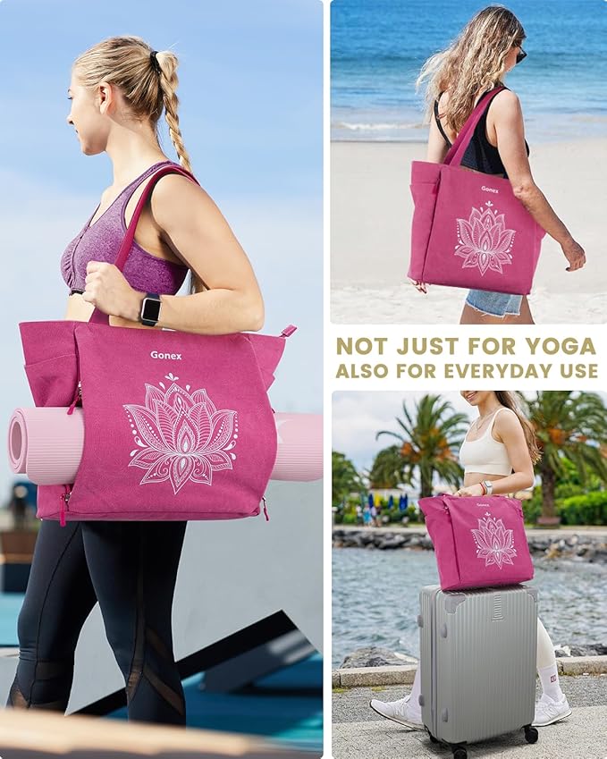 Gonex Yoga Mat Bag, Large Tote Bag with Multi Pockets for Women Men, Canvas Mat Carrier, Full Zipper Easy Access for Pilates Gym Travel