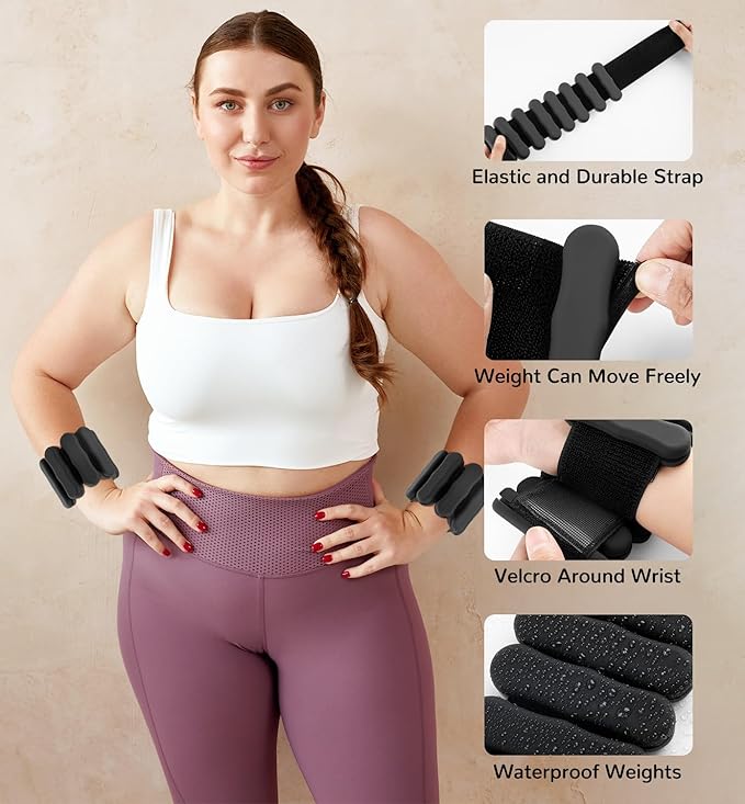 Wrist Ankle Weights for Women Men, Leg Arm Wrist Weights Bangles 1lb*2 2lb*2 Wearable Weights Pilates Weighted Bracelet for Strength Training Walking Swimming Yoga Physical Therapy