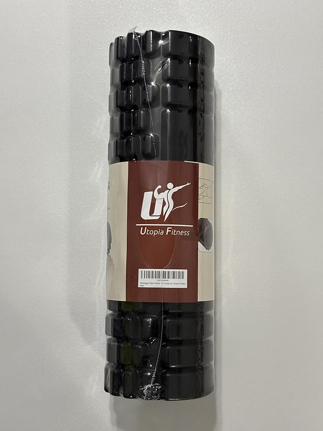 Professional Yoga Roller, Black EVA Foam, 18 Inch, Deep Tissue Massage and Recovery, for Core Strengthening, Balance Training, Physical Therapy