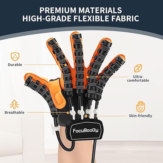 Rehabilitation Robot Gloves Equipment for Stroke Recovery, Hand Strength Exercise, and Adaptive Training Hemiplegic Finger with USB Chargeable Orange(Size S,Right Hand)