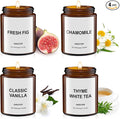 4PCS Massage Candles for Massage Therapy -Soy +Hemp Seed Oil, Body Oil Lotion Candle- Gift Set-18.08OZ (Fresh Figs, Chamomile, Classic Vanilla, Thyme & White Tea)