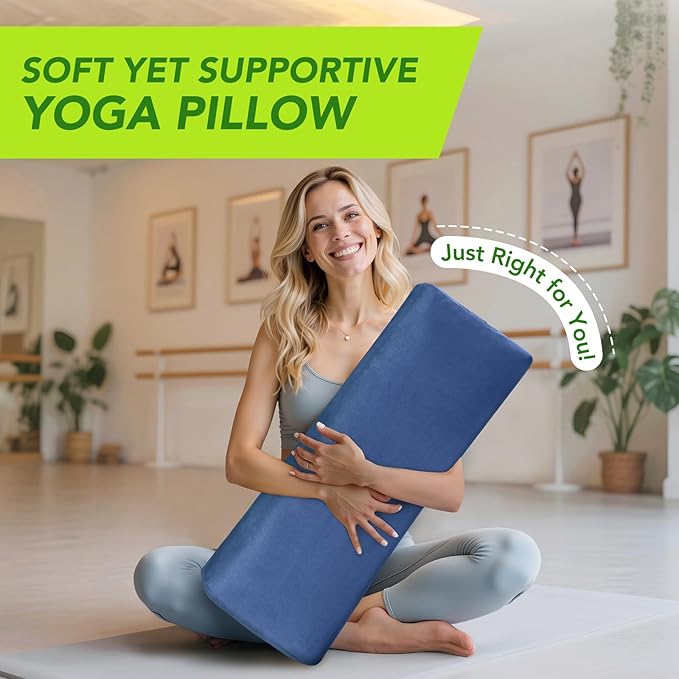Wellsin Rectangular Yoga Bolster - Meditation Pillow with Washable Suede Cover, 27"X10" X5.5"
