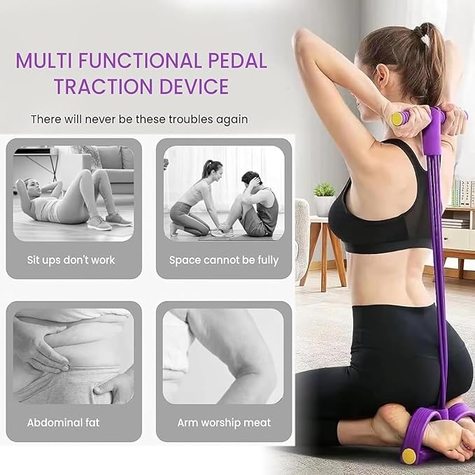 3-in-1 Multifunction Pedal Resistance Band, Fashion Puller Exercise, 8 Tube Pedal Resistance Device, Detachable and Adjustable Pedal Resistance, Multifunction Tension Rope for Waist/Arm/Leg