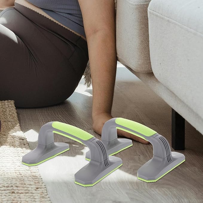 HEMOTON 2pcs Pushup Bars with Non-slip Handles, Plastic Pushup Stands for Floor Exercise, Home Workout Strength Training Equipment for Men and Women