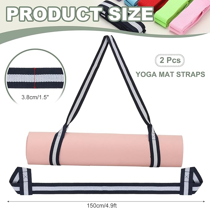 Yoga Mat Straps for Carrying, Adjustable Exercise Mat Sling Holder Multi Purpose Mats Carrier