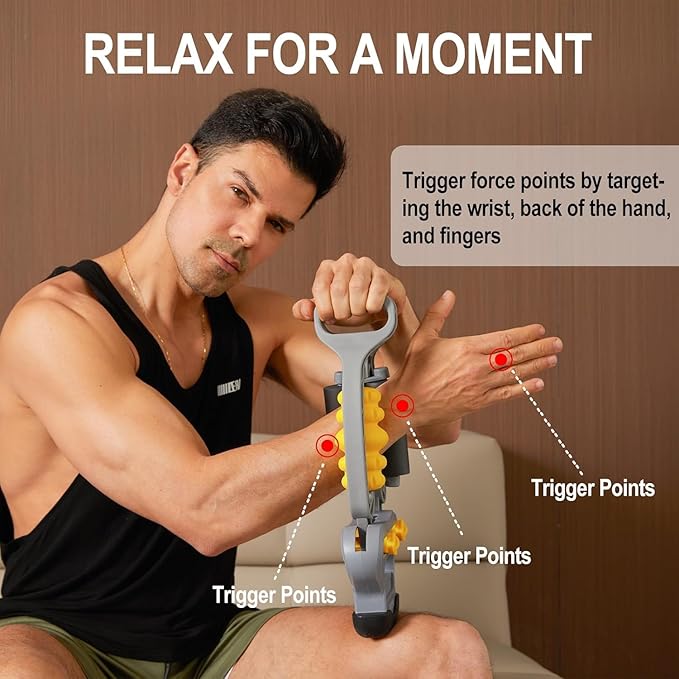 HOTWAVE Tennis Elbow Relief Massager for Leg and Arm, Adjustable Foam Roller, Trigger Point Muscle Roller for Calves&Forearm, Wrist Massager, Tennis&Golfers Elbow Pain Release