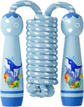 Jump Rope for Kids-Adjustable Cotton Braided Skipping Rope with Wooden Handle for Toddler Fitness Workout Exercise Outdoor Activity