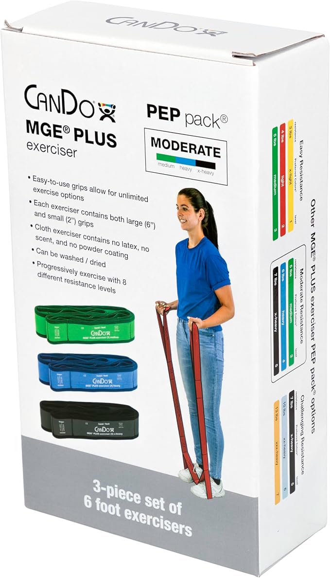 CanDo MGE Plus PEP, 6 Foot Exerciser, 9 Loops, Set of 3