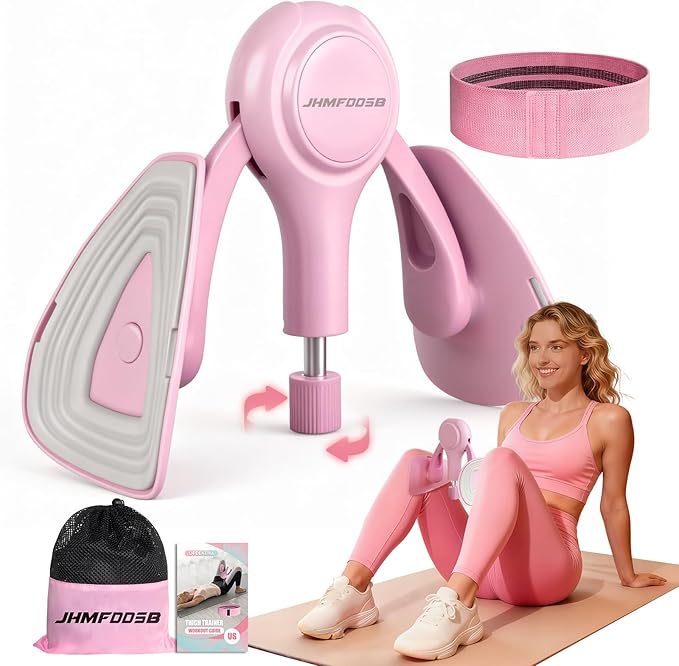 Thigh Trainer for Women, 360° Pelvic Floor Exercise Device with Resistance Band, 15-75LB Adjustable Resistance Thigh Workout Equipment for Inner Thigh Toner, Kegel Exercise, Pelvic Floor Muscle Repair