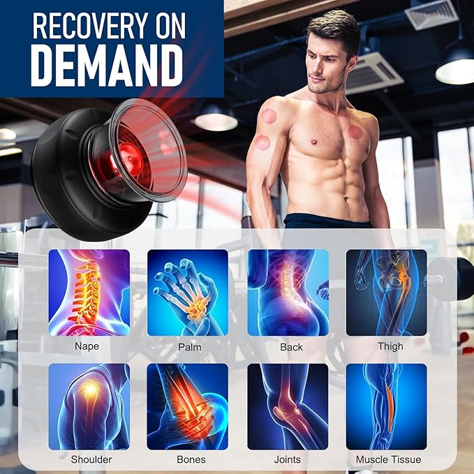 5-in-1 Smart Dynamic Cupping Set, 12 Levels Cupping Kit for Massage Therapy with Red Ligh-t Therapy&Heat Penetrates for Targeted Pain Relief, Knots, Aches, Muscle Soreness - 2Pcs(Black&Black)
