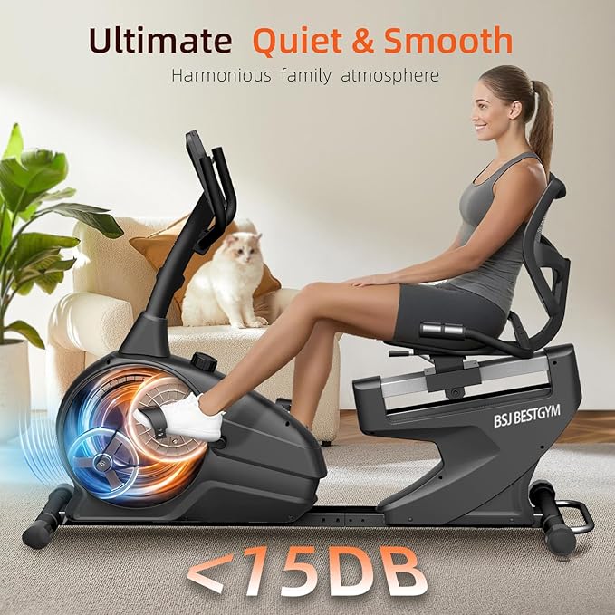 Recumbent Exercise Bike, Magnetic Staionary Bikes for Home with 8-level Resistance & Adjustable Seat, Staionary Bike for Seniors Adults, 350 LBS & LCD Monitor