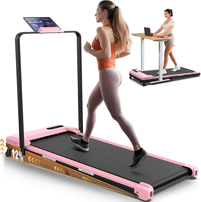 ANCHEER Treadmill with 12%/15% Incline, Folding Walking Pad with Handle Bar, 320-450lb Capacity Under Desk Foldable 3.5HP Treadmills for Home/Office/Gym,Installation-Free
