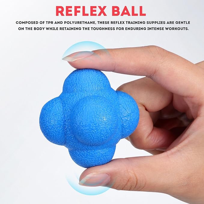 Kisangel Hand Eye Coordination Training Reaction Balls Set with 4 Multi-Color Balls and Speed Agility Tool Portable Sports Equipment for Basketball Football Training 7.87 X 7.87 X 1.57 Inches