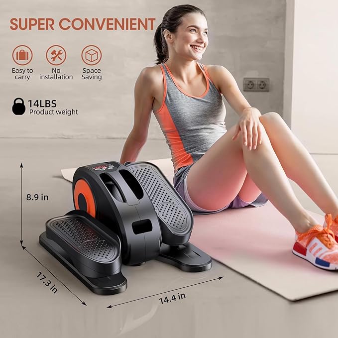 Under Desk Elliptical Machine, 2-in-1 Electric Leg Exerciser for Seniors, Quiet & Compact Pedal Exerciser with Remote, 12 Speed Elliptical Exercise Machine for Home Office