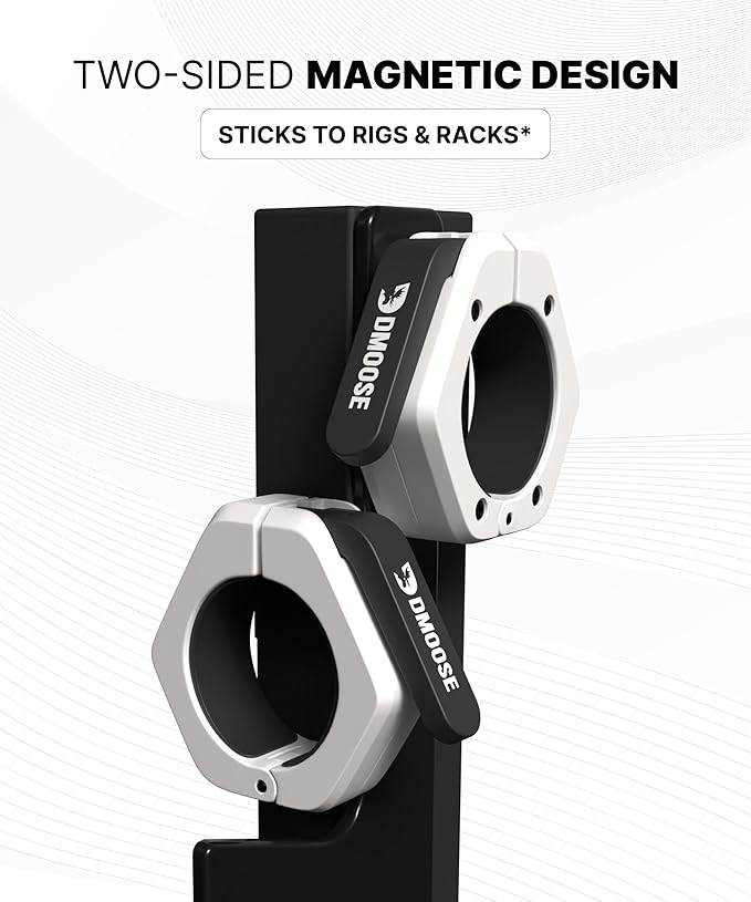 DMoose Fitness Barbell Clips 2 Inch (Pair) - Quick Release Olympic Barbell Clamps & Collars with Anti Slip TPR Grip for Secure Weightlifting and Powerlifting - Weight Clips for Bars at Home or Gym
