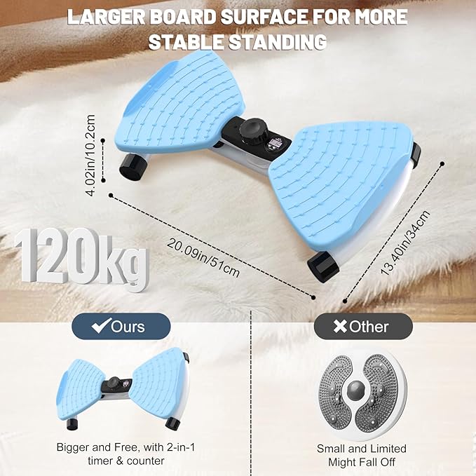 Waist Twisting Machine, Ab Twister Board for Exercise, Noiseless Exercise Waist Twister for Home Gym Equipment, 330 lbs Capacity | Track Time, Reps, Calories with Digital Display
