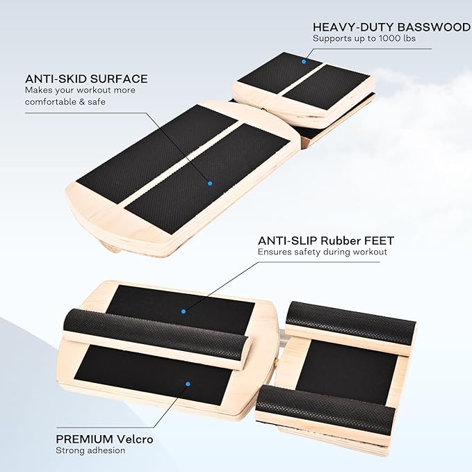 Wooden for Ankle Balance Board Foot Strengthener & Stability Trainer for Single Leg Balance Training, Sprained, Plantar Fasciitis Relief, Physical Therapy, Posture Correction