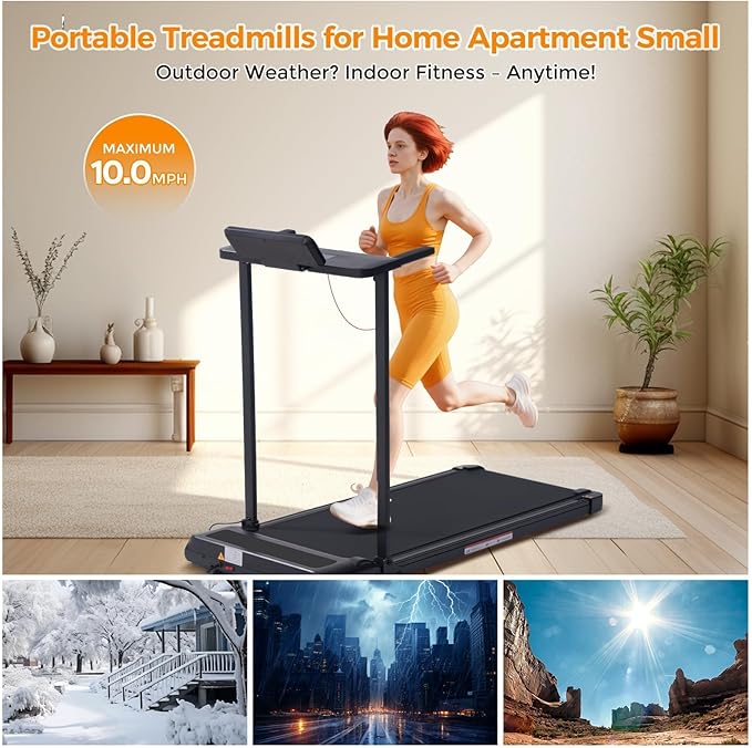 Walking Pad Treadmill with Handle Bar, 3.5HP Electric Treadmill with Handles for Home Small, 2026 Upgrade Walking Pad Treadmill with Handle Bar and Big Screen, 0.6-10.0MPH, 400LBS