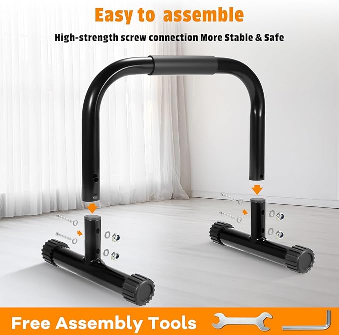 AmazeFan Parallettes Bars, High Steel Push Up Bar Strength Training For Handstands, Calisthenics Bars & Dip Bars, Calisthenic, Push Up Stands Handle for Floor Workouts Calisthenics Equipment ﻿