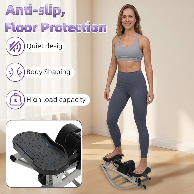 Rock Stepper Side to Side, Rocking Fitness Stepper Home Workout Machine with Resistance Bands for Full Body Workout, for Exercise at Home