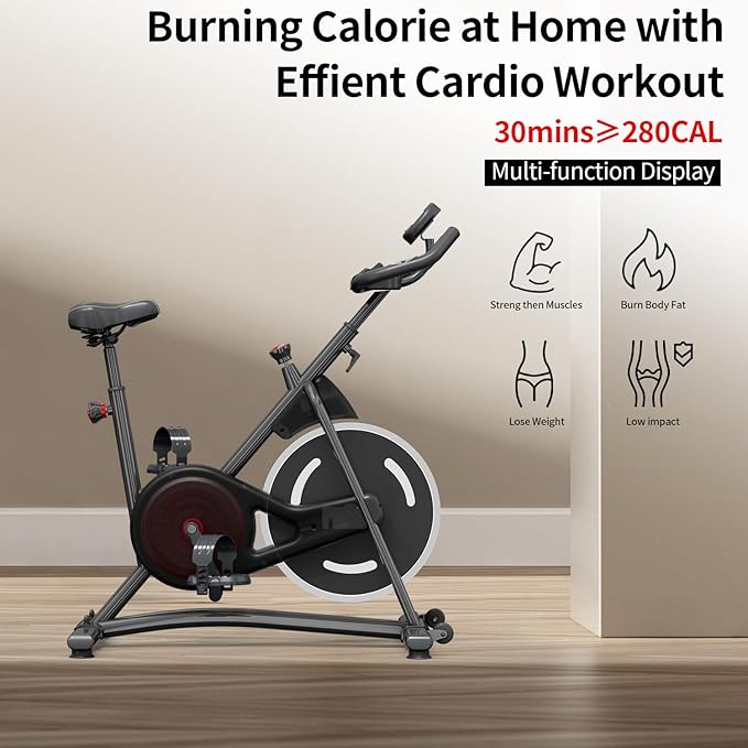 Hillhub Exercise Bike, Stationary Bikes for Home with Grip Pulse Sensor and Stepless Resistance Adjustment, Compact Indoor Cycling Bike with Tablet Mount, Compatible with APP Sync