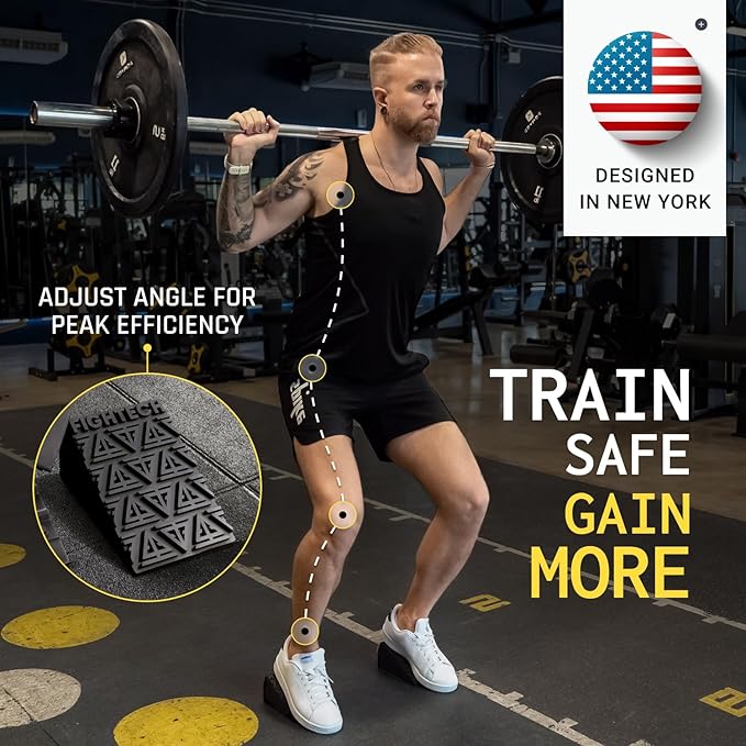 Squat Wedge Block for Elevated Heel Squats and Deadlifts - Improve Mobility, Balance, and Strength - Non-Slip, Versatile Trainer Aid
