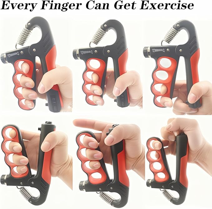 2PCS Adjustable Hand Grip Strengthener (11-220LB) - Automatic Counter Hand Wrist Forearm Exerciser, Grip Strength Trainer for Athletes, Musicians, Injury Recovery & Physical Therapy