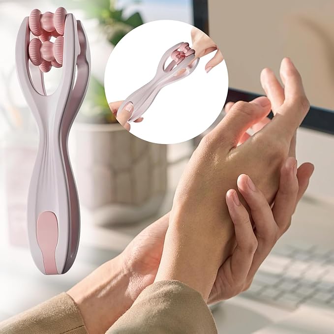 2pcs Finger Massager for Arthritis Finger Arthritis Pain Relief Manual Massage Tools Hand Massage Roller Thumb Massager for Woman Mothers Day Gift Palm Foot Acupressure Tool Pink