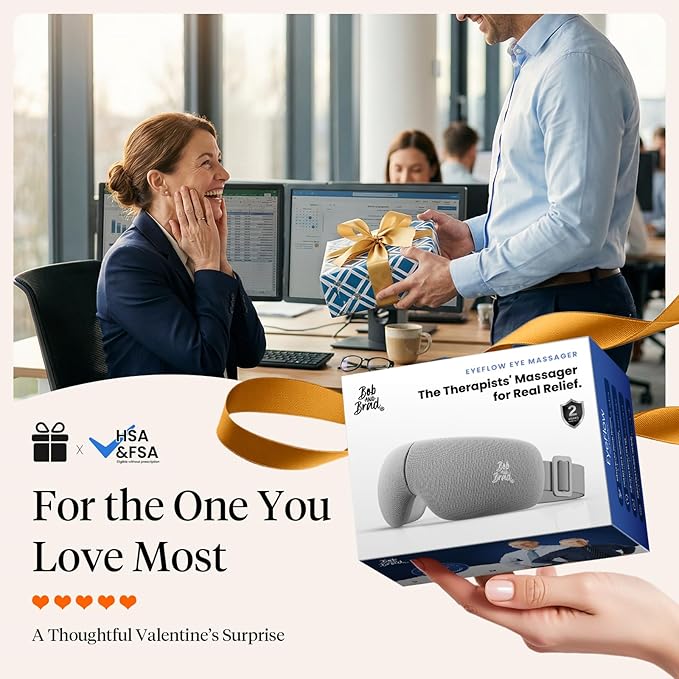 BOB AND BRAD EYEFLOW Eye Massager with Heat & Cooling, FSA Eligible and HSA - Semiconductor Cold Compress Eye Mask for Migraines, Dry Eyes & Dark Circles, Heated Temple Massager for Headaches & Sleep