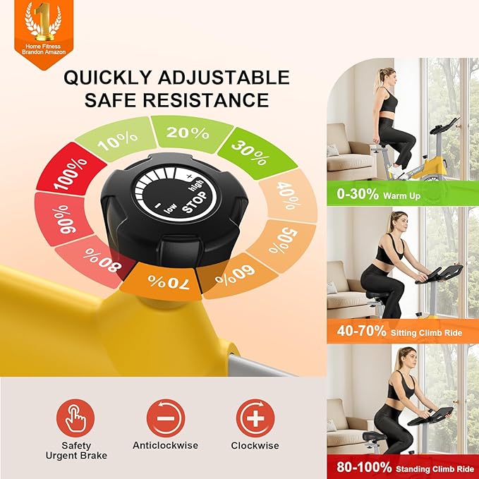 Exercise Bikes for Home,Spin Bike with Adjustable Magnetic,Brake Pad Resistance Silent Belt Drive,350lbs/300lbs Weight Capacity &Upgraded Version Seat for Home Cardio&Weight Loss(QM-530W)