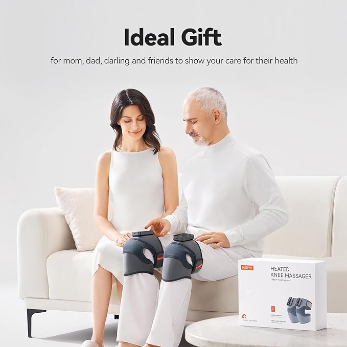 Cordless Knee Massager with Heat Vibration for Pain Relief, MAXwarm 4.0[2026 Upgraded] - Electric Heated Knee Brace with 5 Heat Levels and 3 Massage Mode, Gifts for Men Women (Grey, Pair)