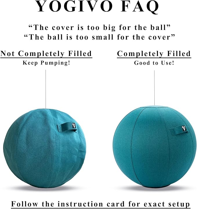 Sitting Ball Chair for Office and Home, Pilates Exercise Yoga Ball with Cover for Balance, Stability and Fitness, Ergonomic Posture Exercise Ball Seat with Handle and Pump