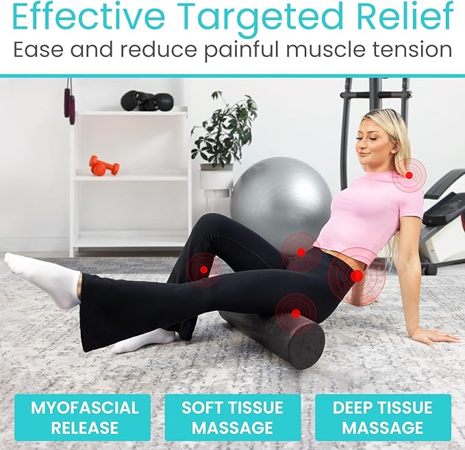 Vive High Density Foam Roller (18 inch) - Large Foam Roller for Exercise, Physical Therapy, Yoga, Pilates, Stretching - Pain Relief Massager for Trigger Point, Deep Muscle Massage, Myofascial Release